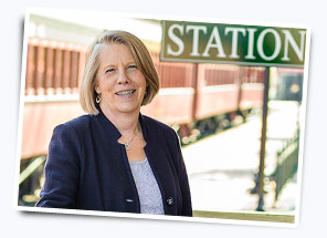 Susan Bleacher at the Strasburg Railroad in Lancaster County, PA